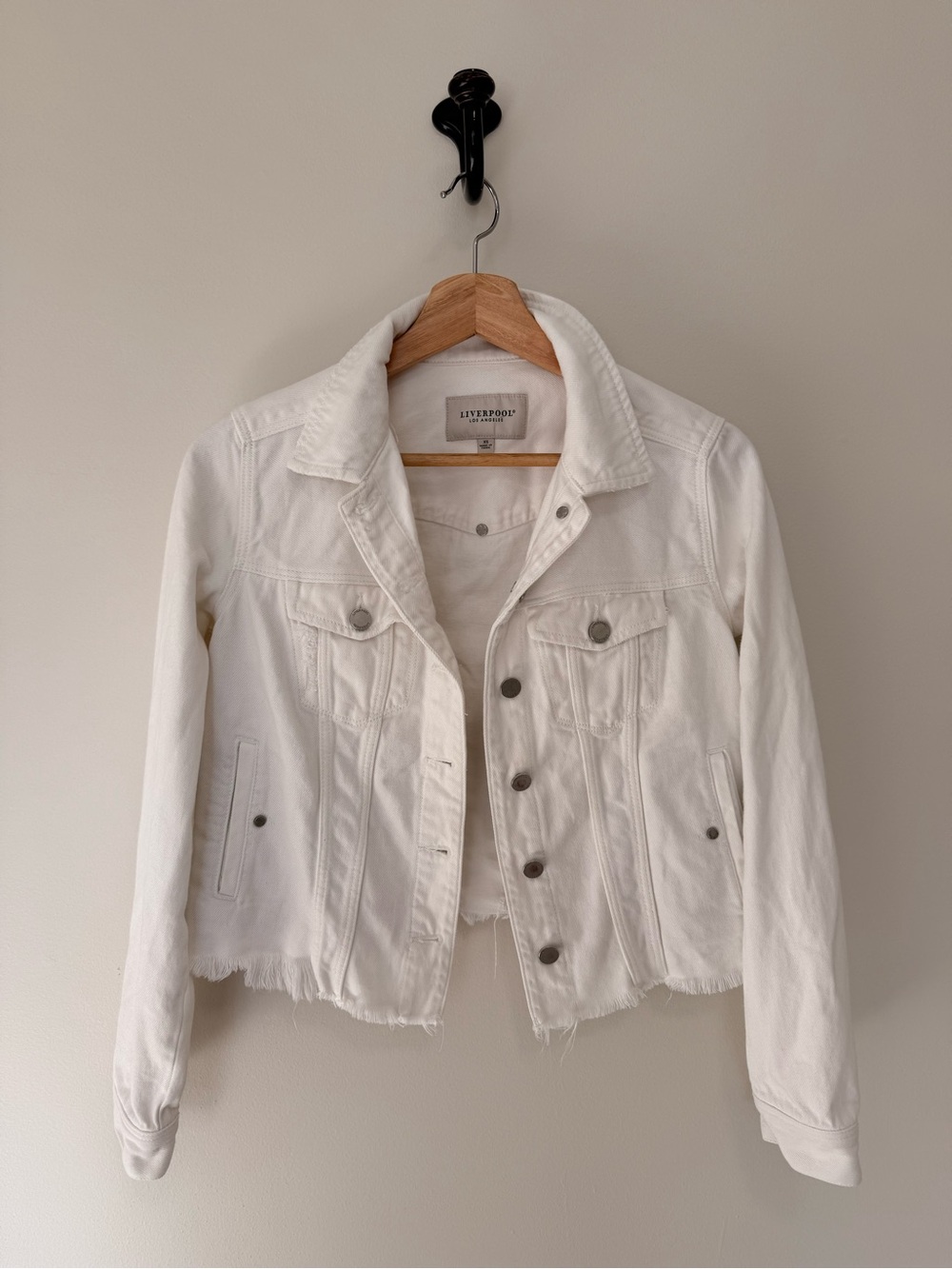 Liverpool White Denim Jacket - Women's Casual Button-Front Coat Size Xs